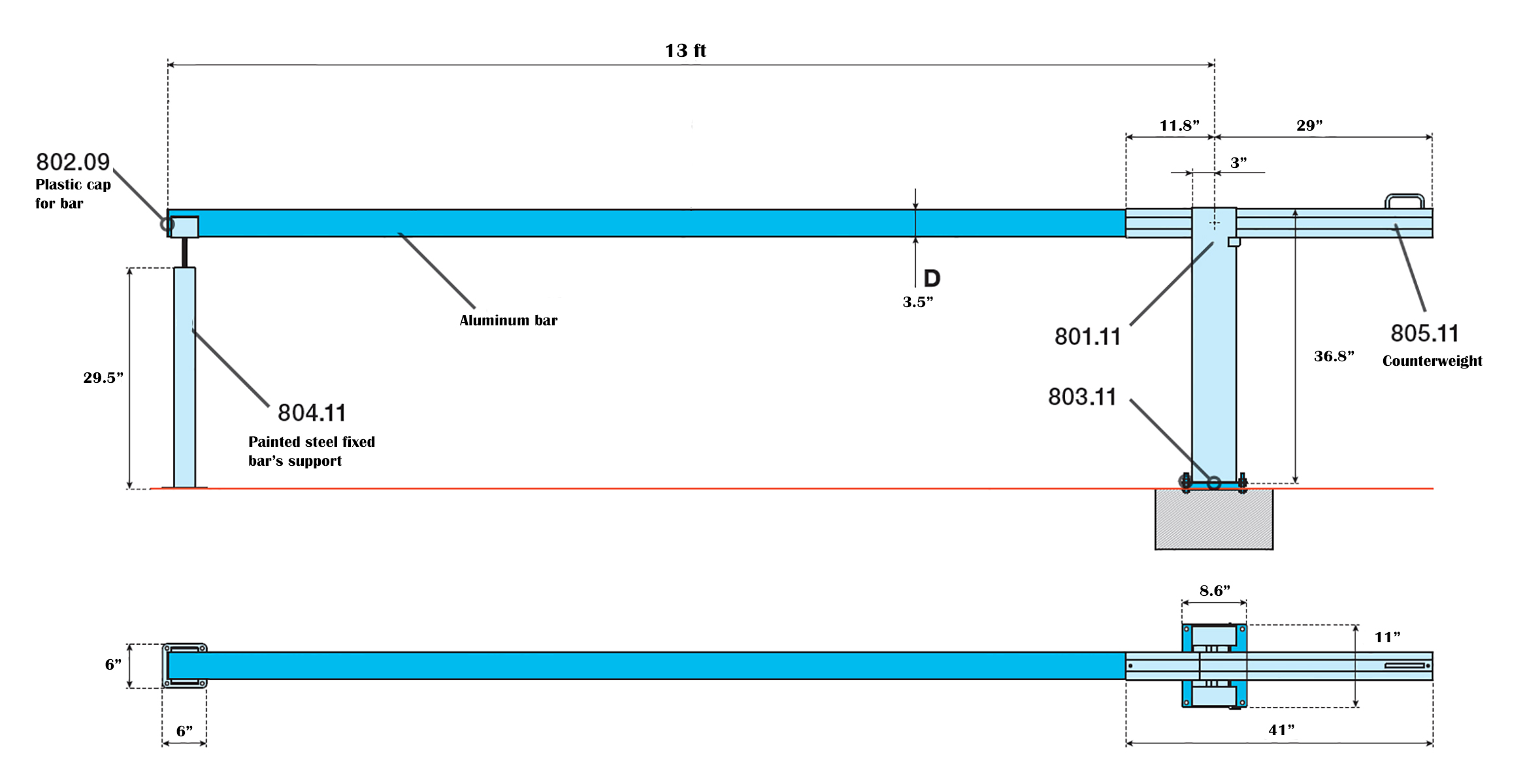 Liftmaster MEGA ARM High Traffic Performance Commercial DC Barrier Arm